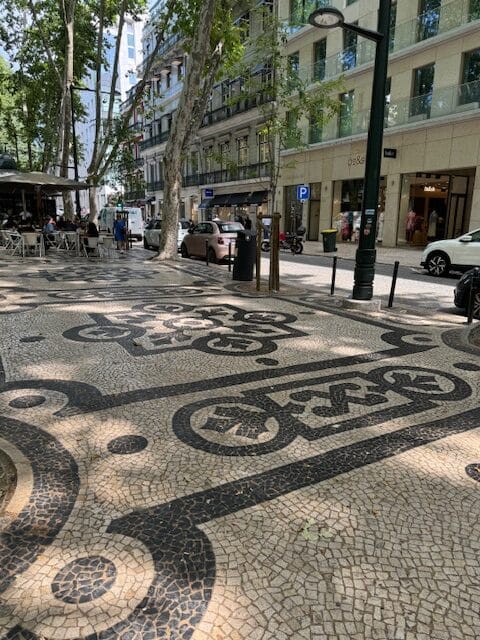 Black and white Calçada Portuguese on the Avenida da Liberdade