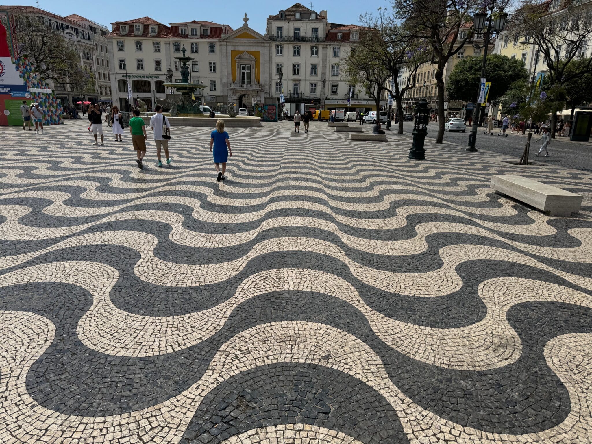 Mar Lago, or wide sea pattern of the stones in Rossio Square, Portugal.