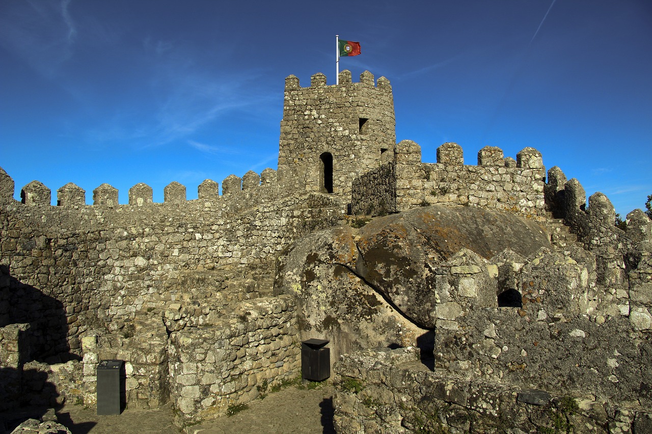 Closeup of the Moorish castle at Sintra. Photo by jaziaraujo. Courtesy Pixabay. Creative Commons License.