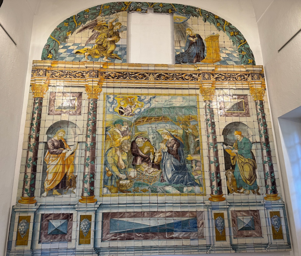 Religious tile work in the Tile Museum in Lisbon