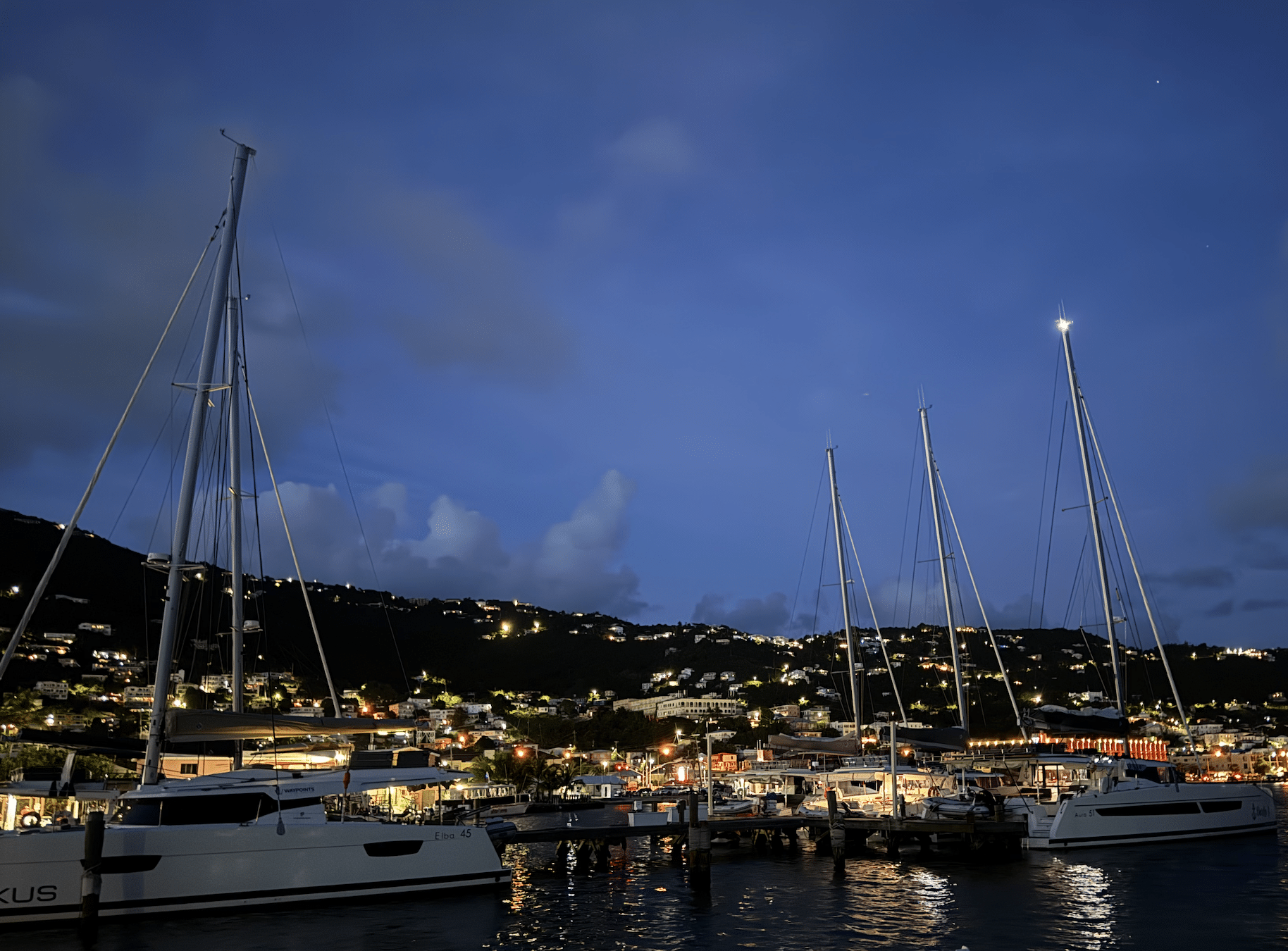 St. Thomas at night from Easy Wind. Photo by ConsumerMojo.com